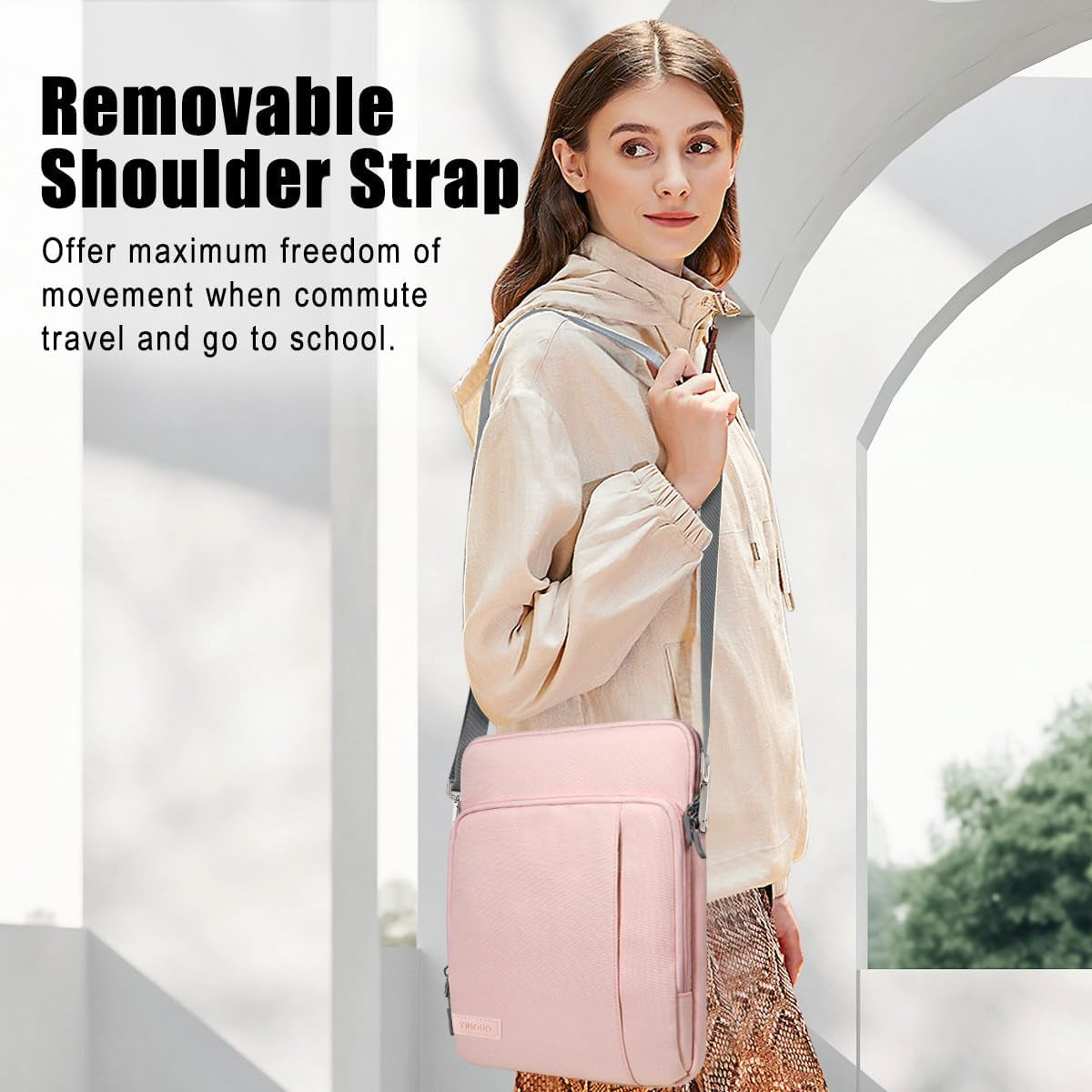 Sleeve Case with Shoulder Strap for Tablet/Laptop, 13.3-14", Pink | Fit Macbook Neo 13 Inch 2026 Model A3404 with A18 Pro Chip, Carrying Case with Shoulder Strap