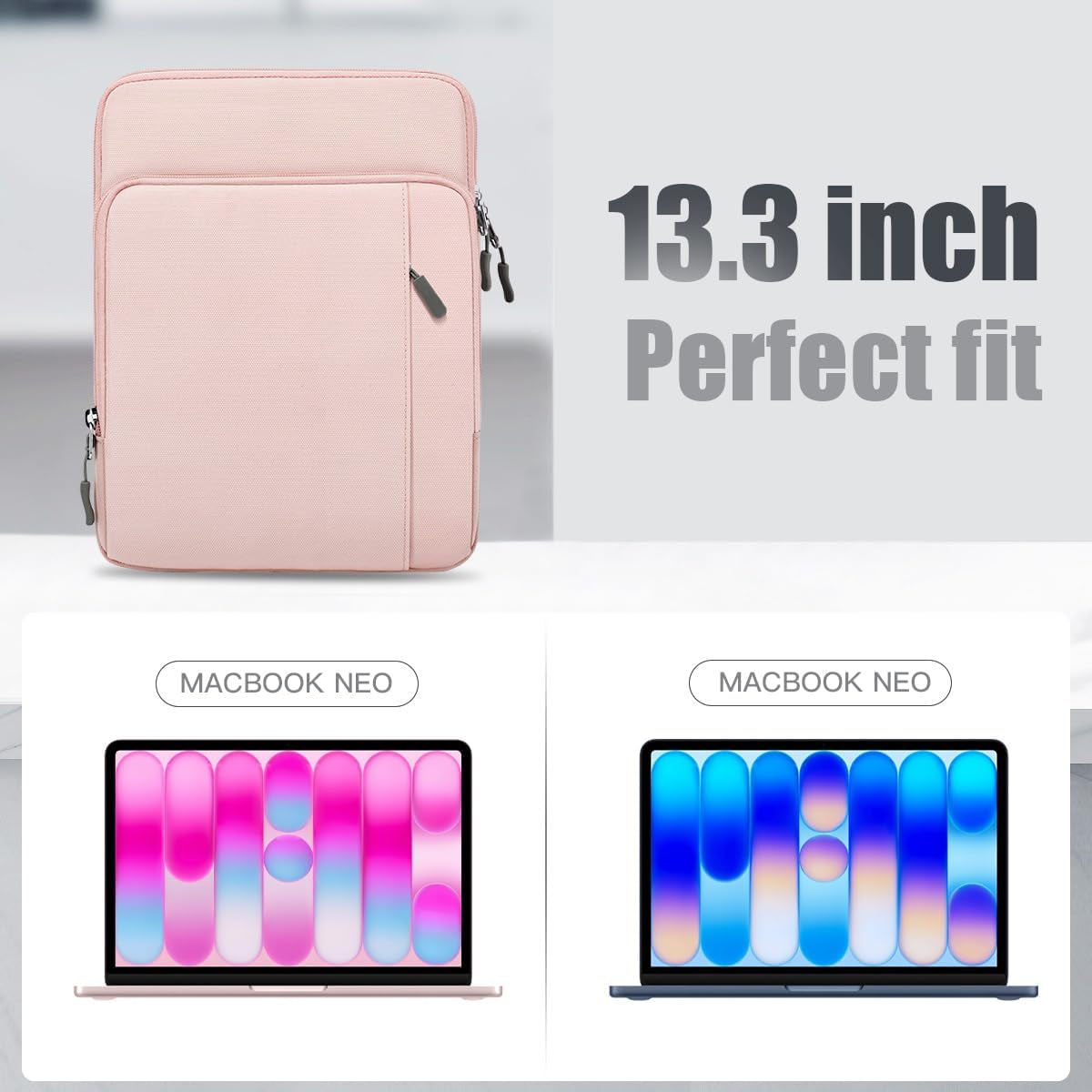 Sleeve Case with Shoulder Strap for Tablet/Laptop, 13.3-14", Pink | Fit Macbook Neo 13 Inch 2026 Model A3404 with A18 Pro Chip, Carrying Case with Shoulder Strap